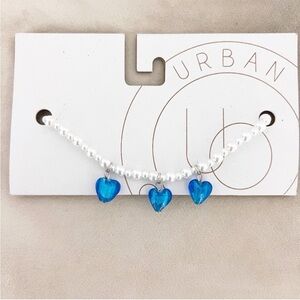 NWT Urban Outfitters Pearl and Blue Heart Necklace 💙
